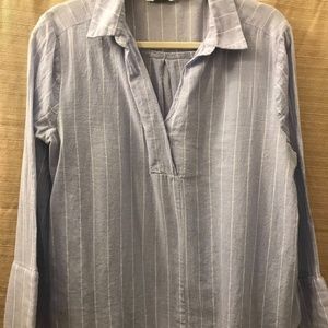 Women's long sleeved shirt-cotton, light blue